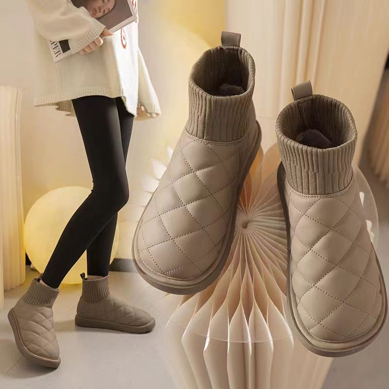 internet celebrity snow 2024 boots all-match plus new thick cotton shoes fleece-lined women‘s waterproof winter warm bread