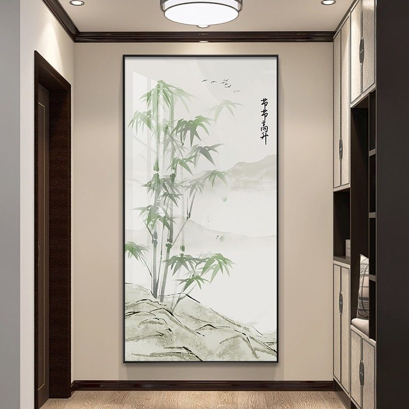 festival high-rise bamboo new chinese style entrance painting door-to-door corridor and aisle painting zen mural