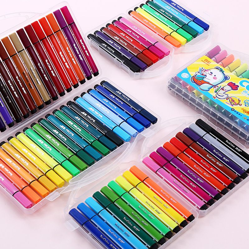 true color watercolor pen large capacity thick triangle pole children drawing pen 12 colors 24 colors 36 colors washable watercolor pen