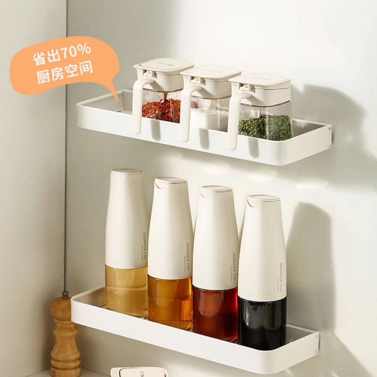 durable storage rack set kitchen soy sauce and vinegar seasoning bottle glass leak-proof sesame oil cooking wine non-hanging oil tank household