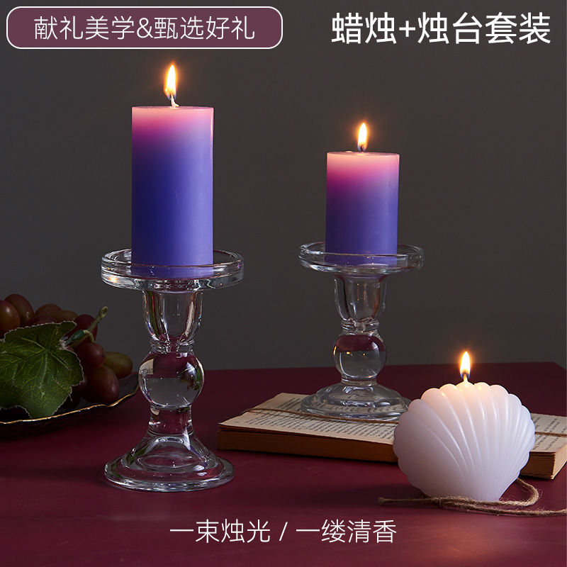 smokeless candles home living room banquet hall anniversary wedding birthday spring festival new year romantic glass candlestick candle