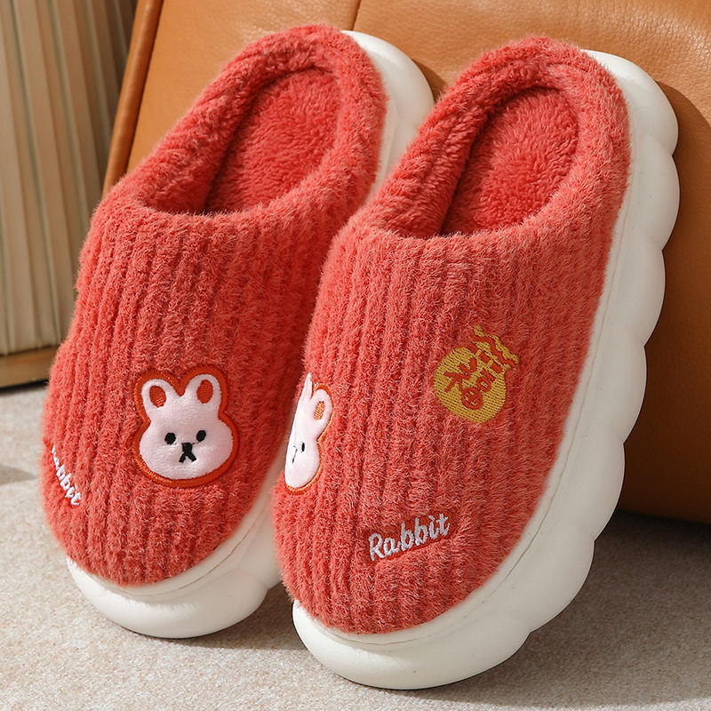 new cotton slippers women‘s couple warm men‘s home non-slip middle-aged and elderly thick-soled plush winter slippers