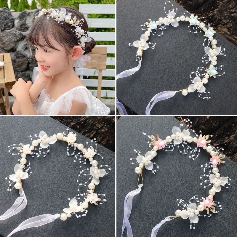 children‘s garland hair band headband pearl crown girl princess korean headdress performance flower girl accessories headband mori style