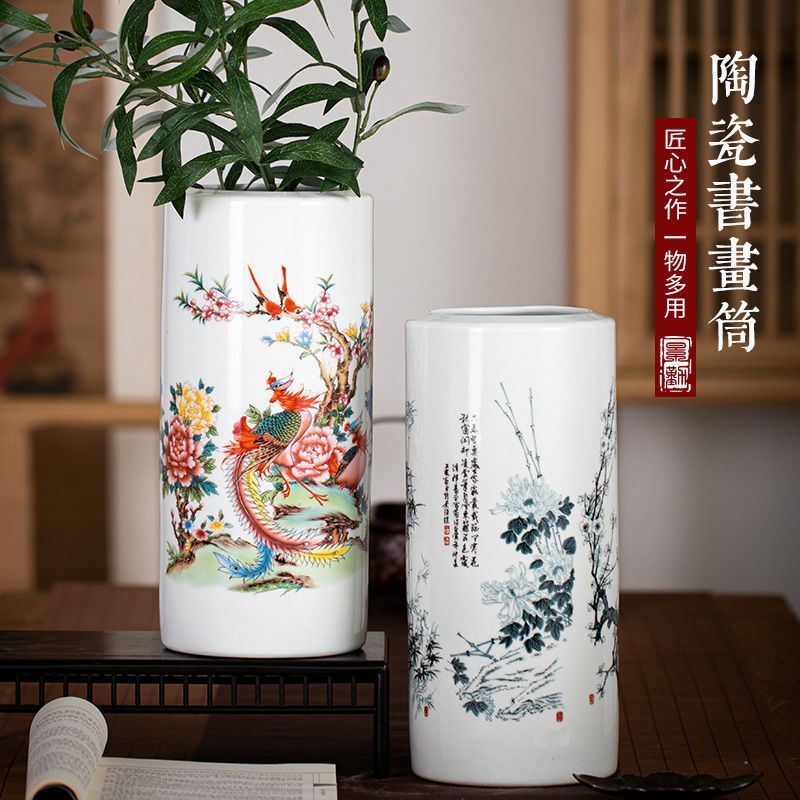 jingdezhen ceramic hydroponic vase decoration living room decorative flower arrangement hydroponic wide mouth internet celebrity large lucky bamboo