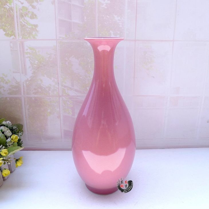 jingdezhen ceramic prosperous water peach blossom color glaze pink red vase marriage vase pink yu hu chun