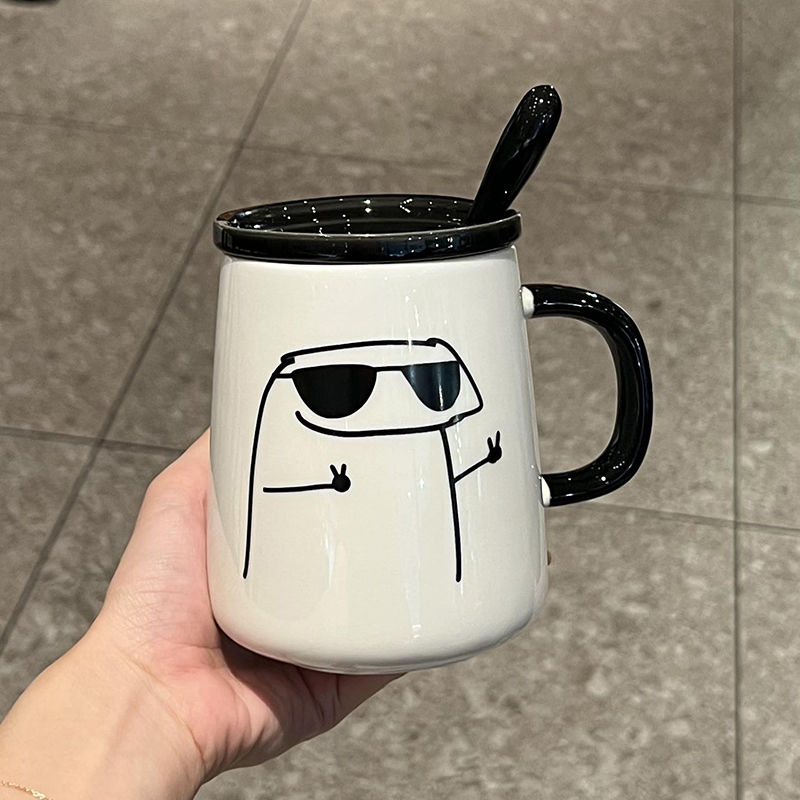 stay cute cartoon mug with cover spoon home large capacity drinking cup student couple water cup office coffee cup