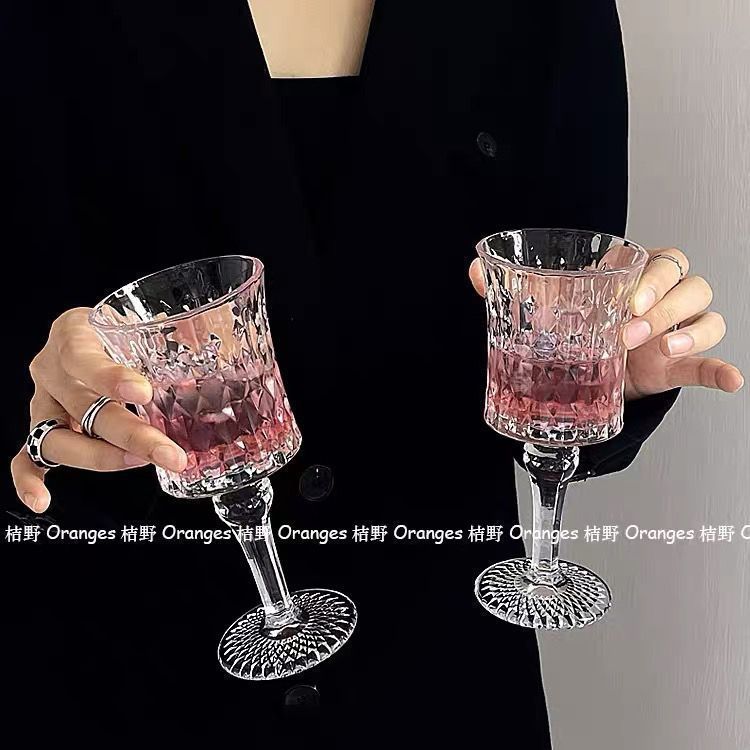 french elegant ins transparent goblet good-looking champagne glass red wine glass juice cup european style embossed glass