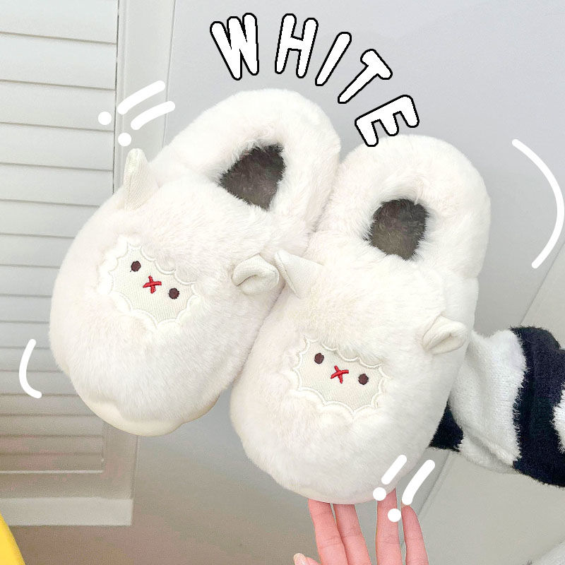 new cotton slippers ins couple super cute thick bottom winter indoor warm home cotton shoes confinement shoes