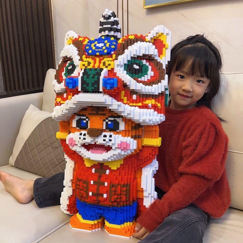 compatible with lego building blocks domineering lion tiger toy educational assembly boys and girls birthday gift 3d three-dimensional ornaments