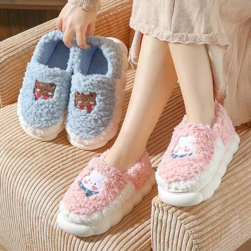 poop feeling cotton slippers women‘s super cute household 2022 new cute girl winter indoor non-slip plush slippers men