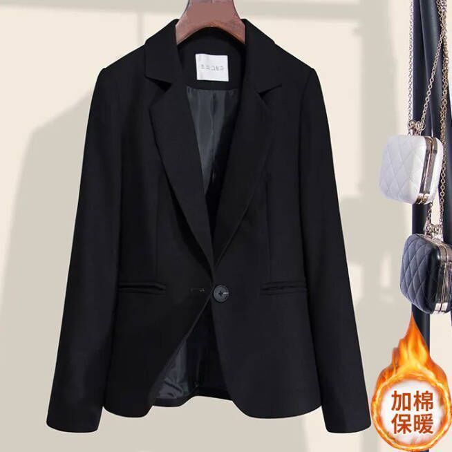 professional black suit jacket autumn and winter new slim korean style internet hot casual petite top suit