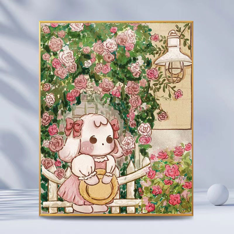 cartoon rabbit handmade diy diamond stickers cross embroidery kits with frame 2024 new hand painted landscape image decoration