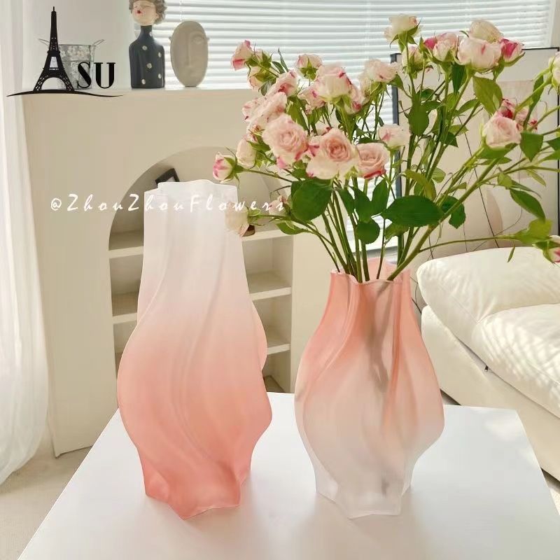 nordic creative tornado style frosted high-grade vase glass flower arrangement living room dining table art decoration ins