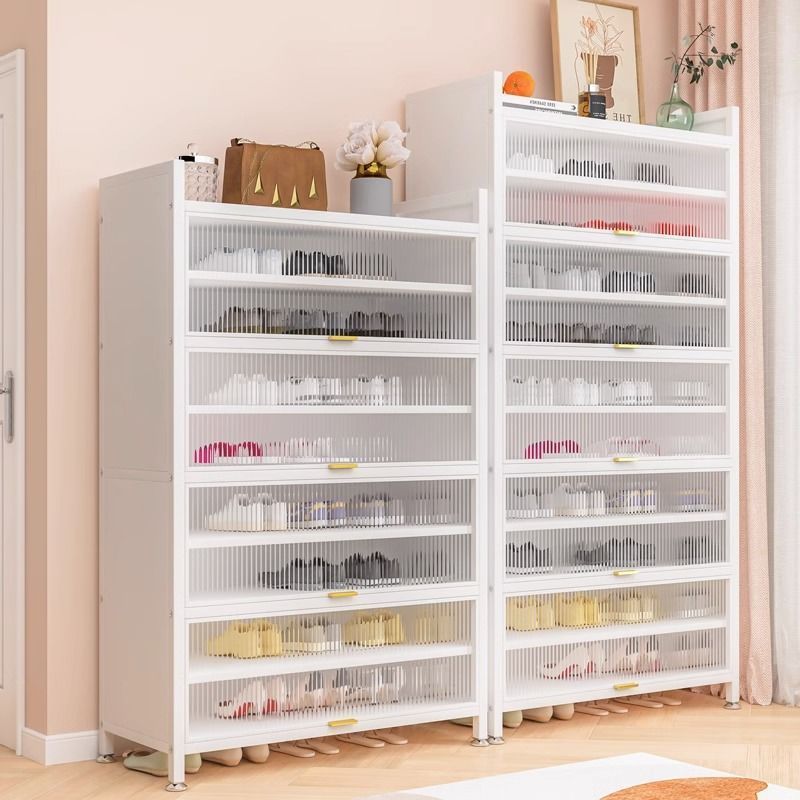 simple home shoe cabinet door home large capacity floor dust-proof shoe rack hallway storage iron multi-layer new