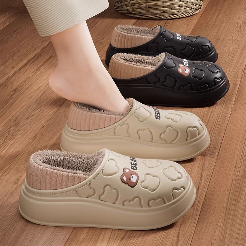 cotton slippers women‘s winter 2023 new interior home thick bottom fleece-lined warm water-proof bag heel outdoor cotton-padded shoes women