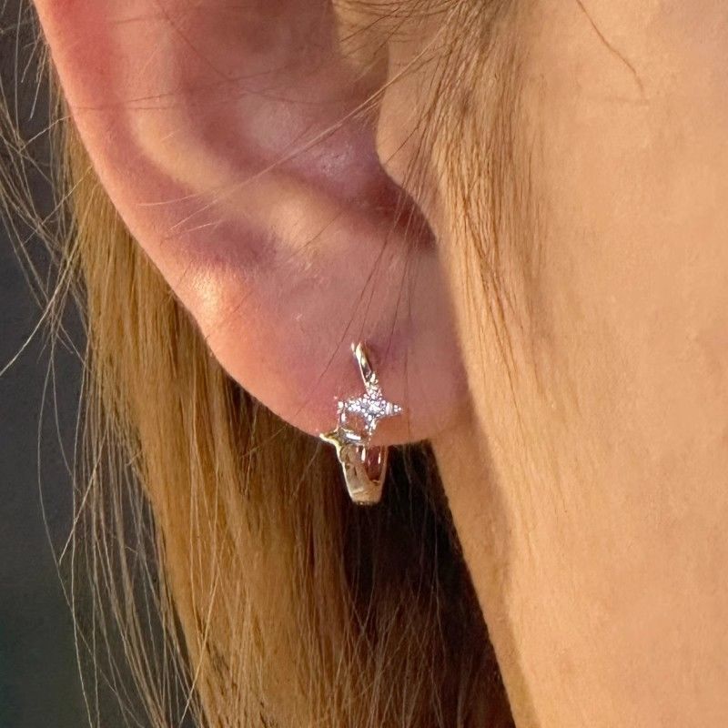 gemini eight-pointed stars ear clip simple earrings niche diamond eight-pointed stars earrings zero. sew. ayah