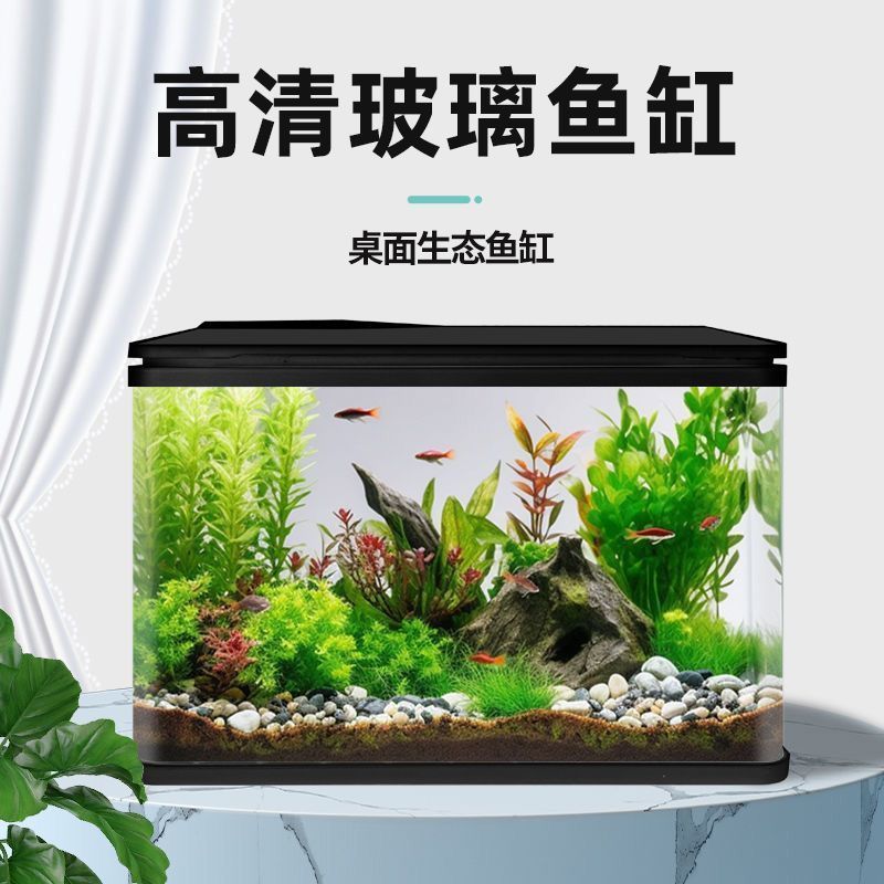 hd hot bending glass fish tank desktop small home living room lazy change water ecological aquarium rectangular