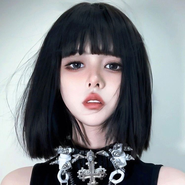 short hair girls natural full-head wig black straight bangs short straight hair graceful and fashionable new bob haircut