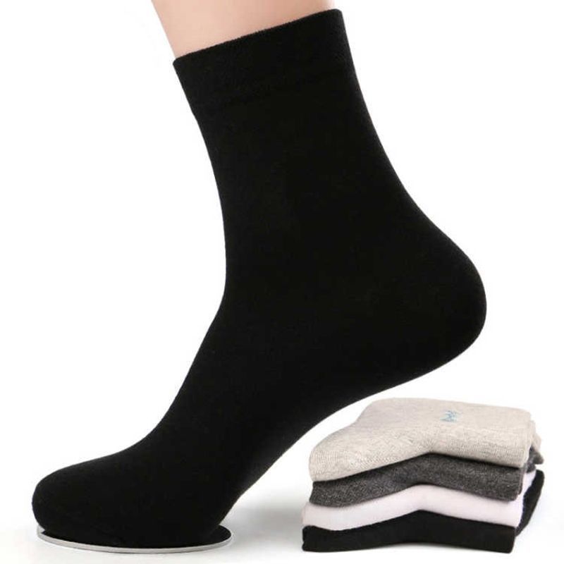 socks men‘s mid-calf length sock thick sweat-absorbent breathable stockings autumn and winter black business socks four season all cotton long