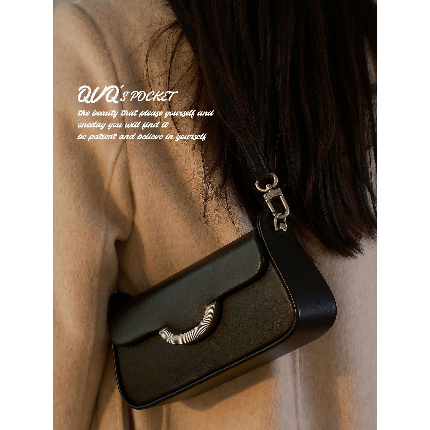 [smiley face small square] simple textured small square bag qvq pocket 2023 commuter new pouch shoulder crossbody