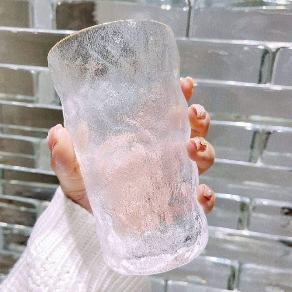 glacier cup japanese style tree pattern matte transparent glass household cup water cup ins juice coffee cup beer cup