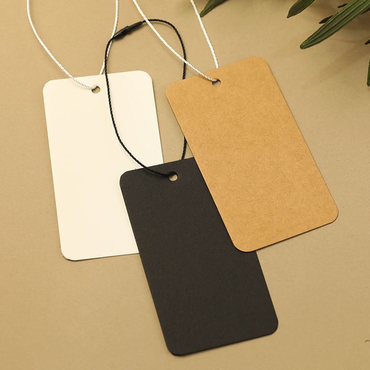 black and white cardboard price card customization blank hang tags high-end clothing general kraft paper in stock paper label hanging card