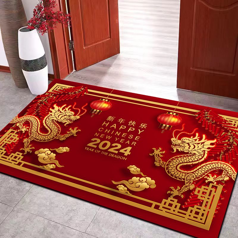 2024 year of the dragon new year floor mat entry door festive floor mat door doorway mat indoor door mat carpet