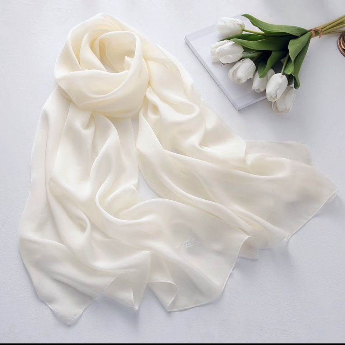 solid color scarf white scarf all-matching long multi-color optional sunscreen monochrome shawl gift