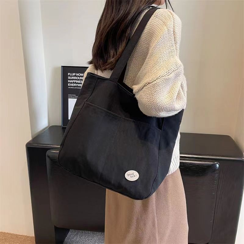 high sense canvas bag women‘s large capacity 2023 autumn and winter new japanese style students class work commuter shoulder bag