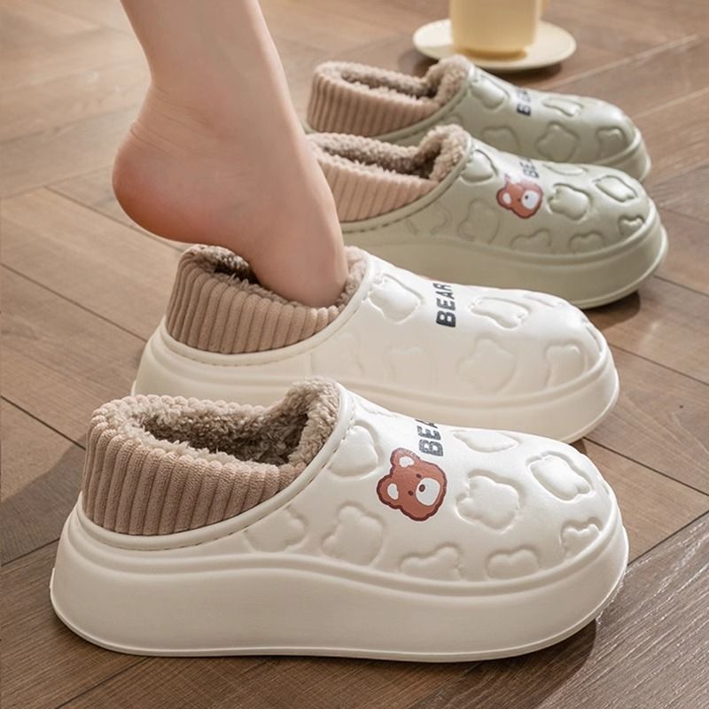 cotton slippers women‘s winter 2023 new interior home thick bottom fleece-lined warm water-proof bag heel outdoor cotton-padded shoes women