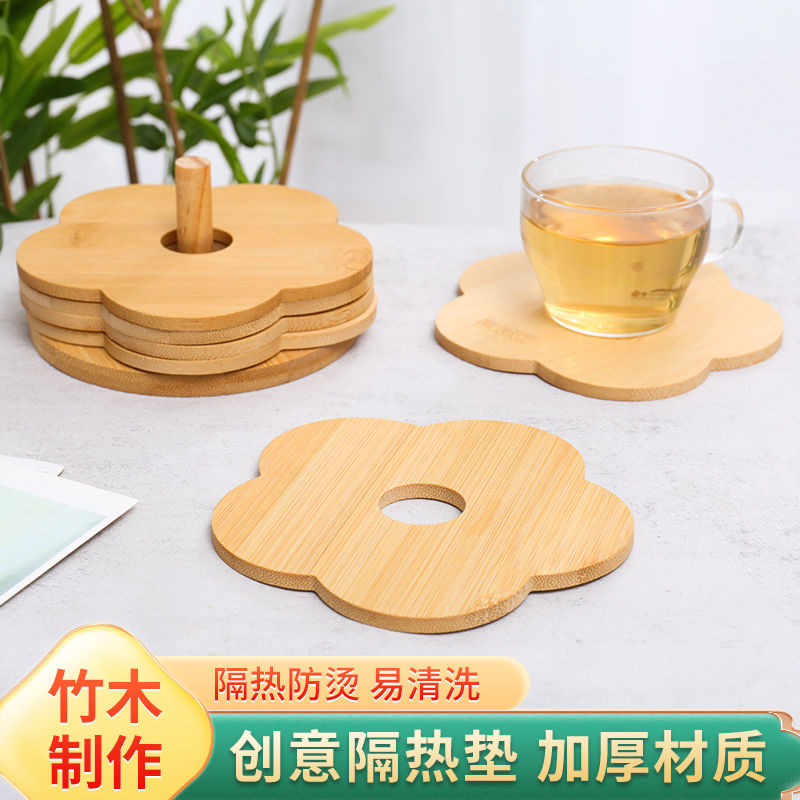 natural bamboo creative waterproof non-slip insulation mat bowl mat dish mat coaster home kitchen drop-resistant anti-scalding clay pot trivet