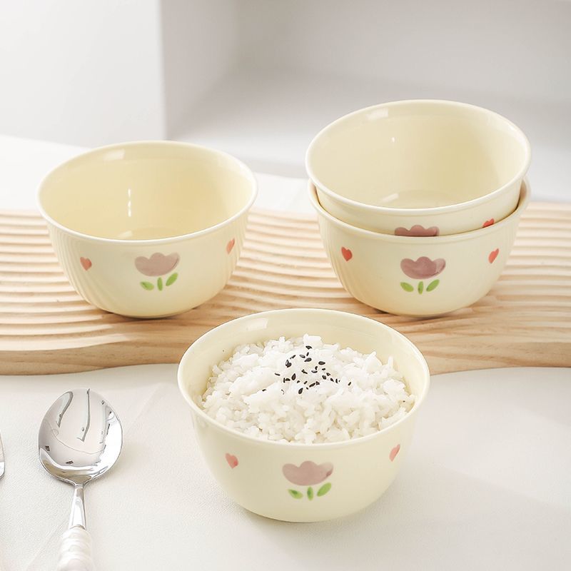 very beautiful rice bowl household 2024 new good-looking ceramic bowl eating bowl cream style bowl dish suit