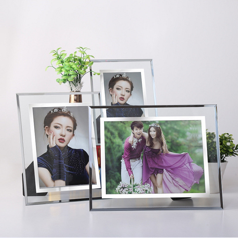 [buy one get one free] crystal glass photo frame table decoration 5-inch 6-inch 7-inch 8-inch 10-inch a4 custom free photo developement