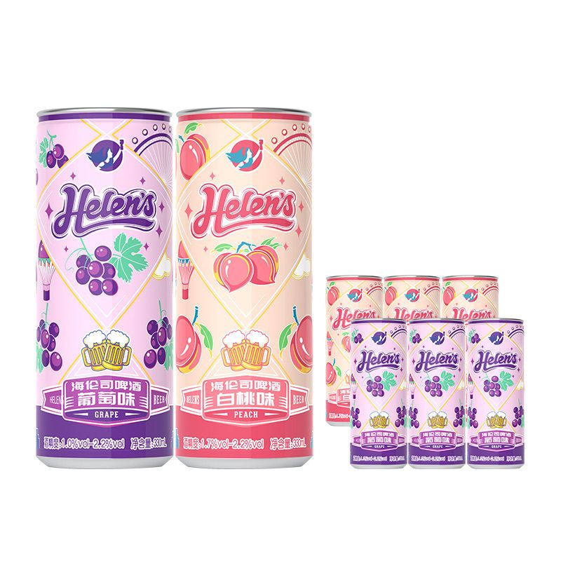 helens helens beer fruit beer combination 330ml * 6 canned tipsy grapes white peach strawberry fruit wine