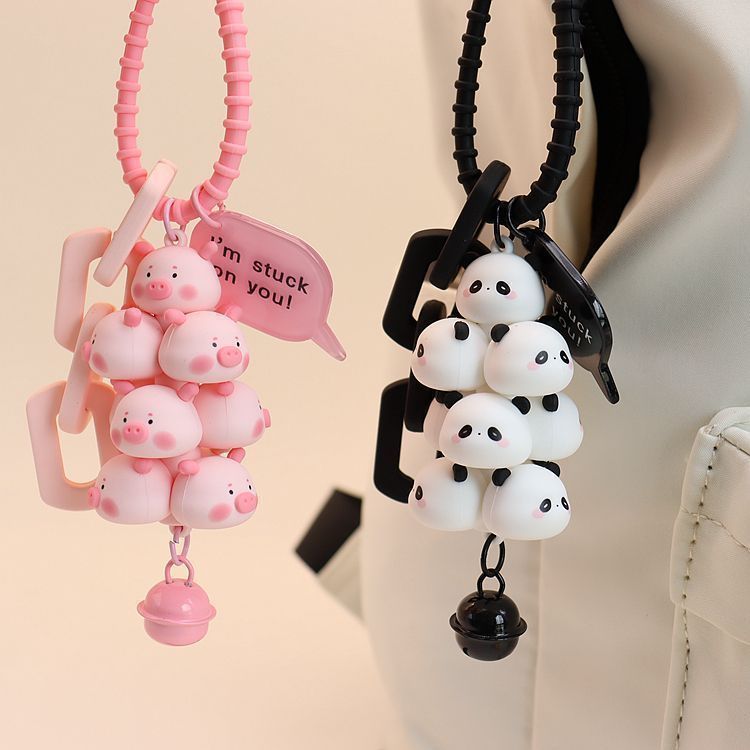 cute pet stacked pendant cute creative pig panda anti-lost keychain bag charm exquisite cartoon car couple