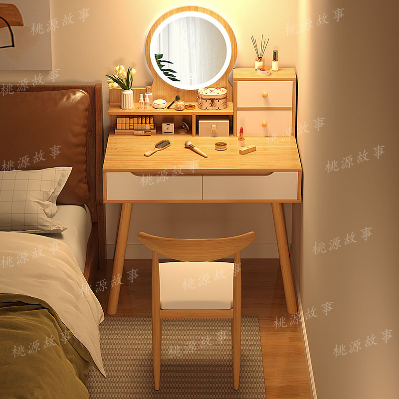 dressing table bedroom small cosmetic table mirror small apartment cosmetic cabinet master bedroom with drawer mini double layer makeup table table