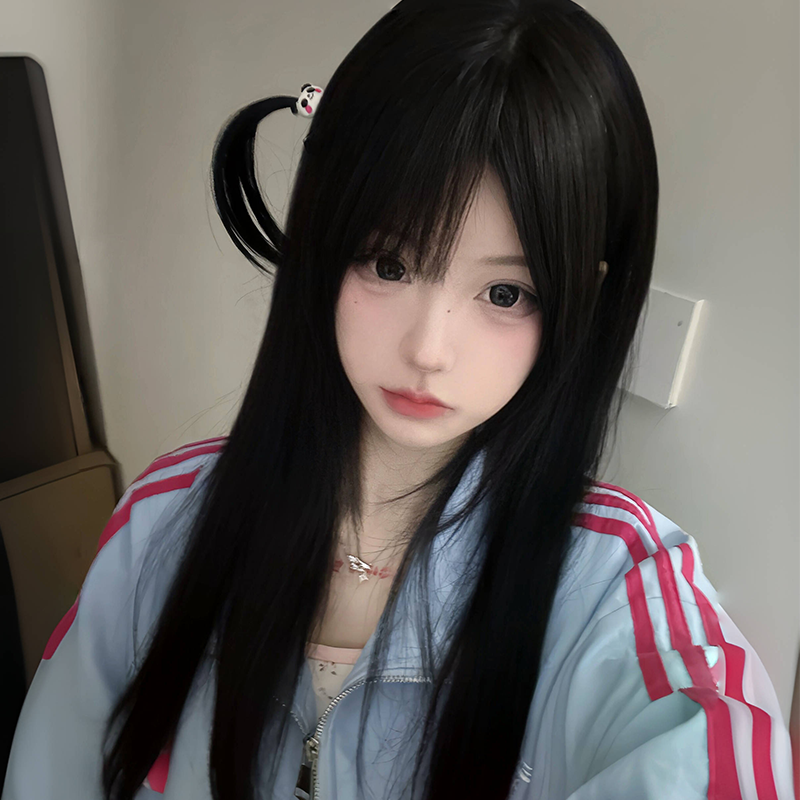 new fashion long straight hair natural simulation air bangs long straight hair age-reducing simulation full top full-head wig style