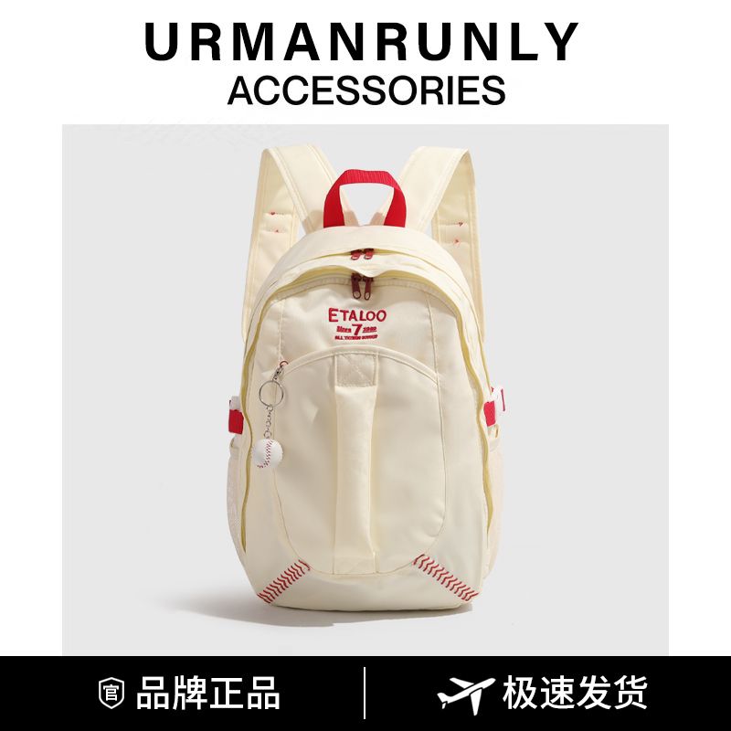 urmanrunly baseball series american retro college student ins junior high school lightweight backpack schoolbag couple