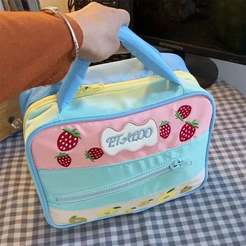 new cute contrast color large capacity wash bag portable storage bag portable travel multi-layer stain resistant cosmetic bag