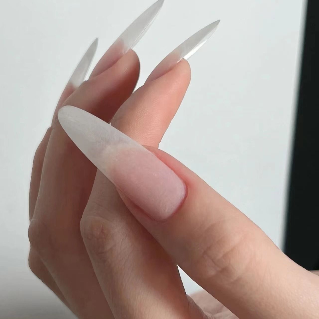 [super fast delivery] wear nail tip carving-free grinding seamless ultra-thin frosted fake nails extended full stickers semi-nail sticky dual-use