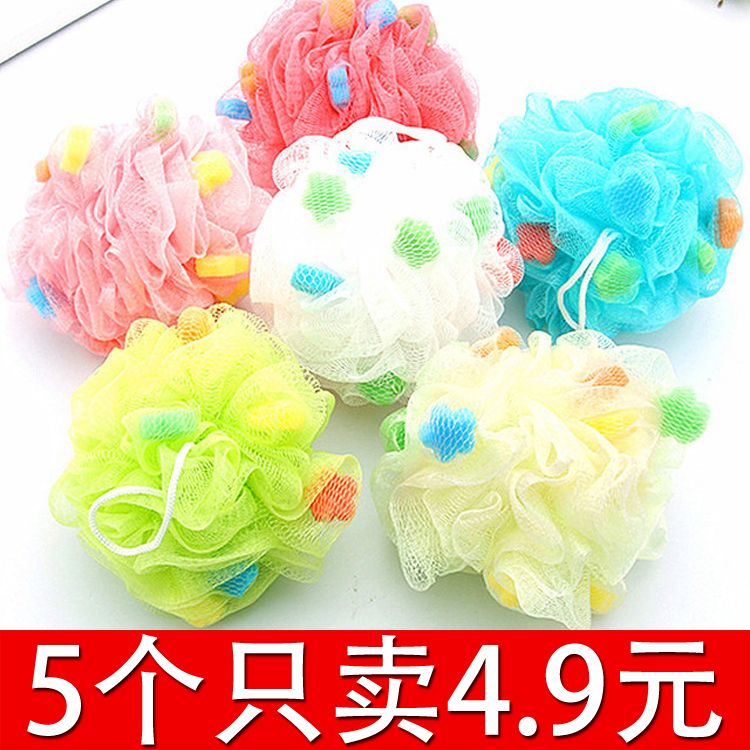 large shower ball mesh sponge meticulous sponge fluffy solid color back rubbing adult foam bath towel shower ball