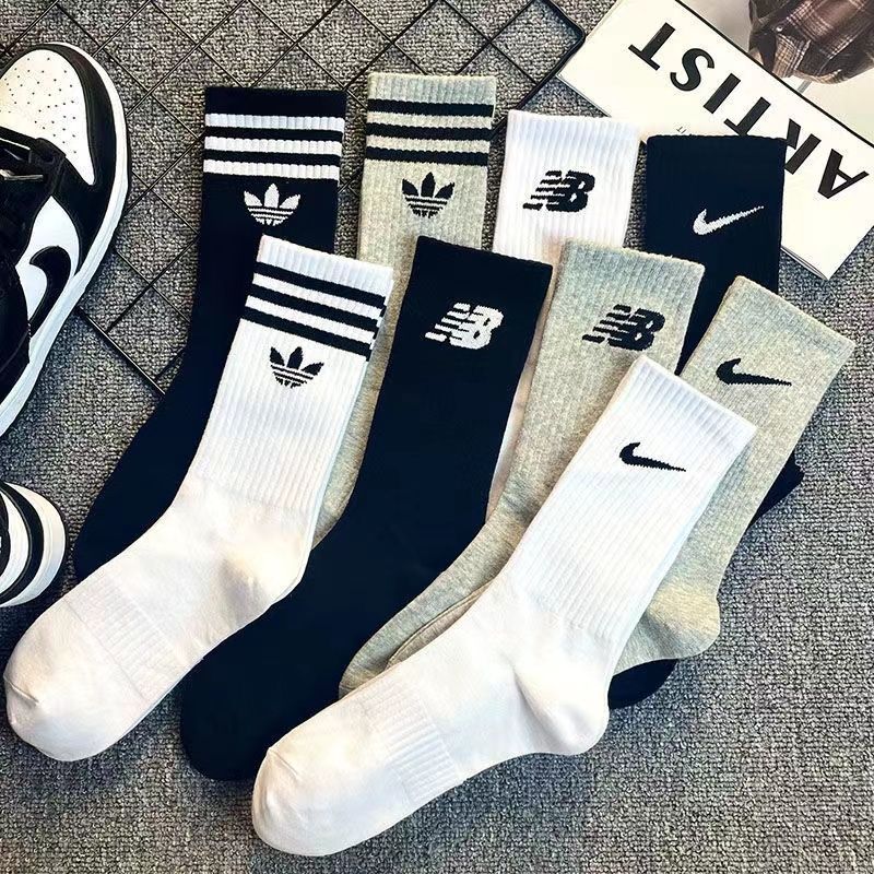 athletic socks men‘s and women‘s ins knee-high white socks shark student sports trendy all-matching pure cotton men‘s socks