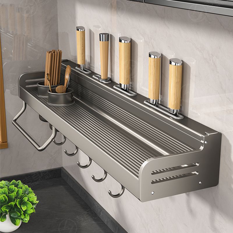 jibaiju gun gray multi-functional punch-free wall-mounted seasoning household chopsticks knife holder integrated storage rack