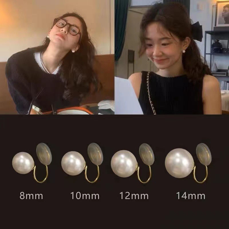 pearl silicone non-piercing ear clip women‘s elegant high-grade punch-free spring plaid fever same style ear clip