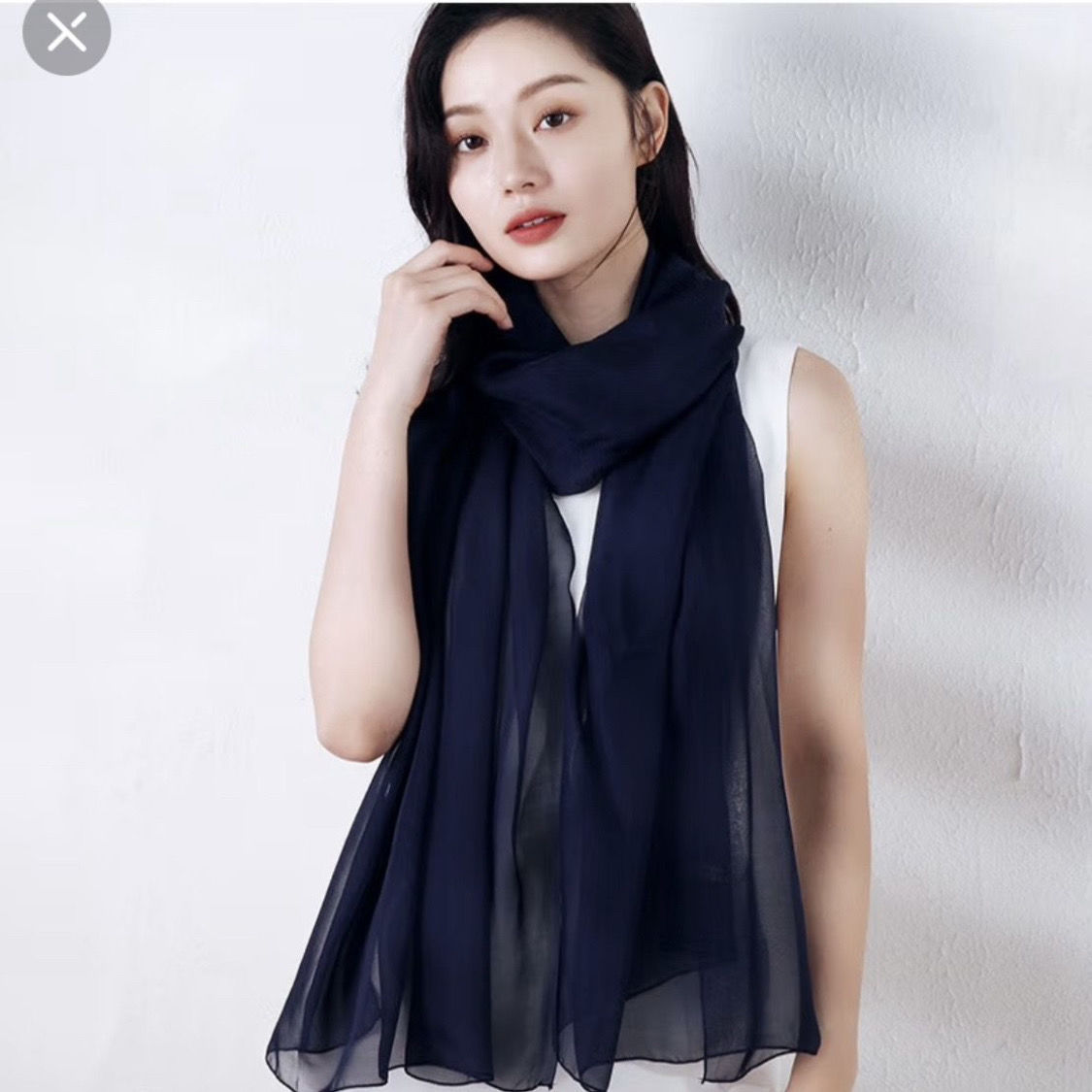 silk scarf shawl mulberry silk women‘s silk scarf thin black long high-end all-match solid color square scarf