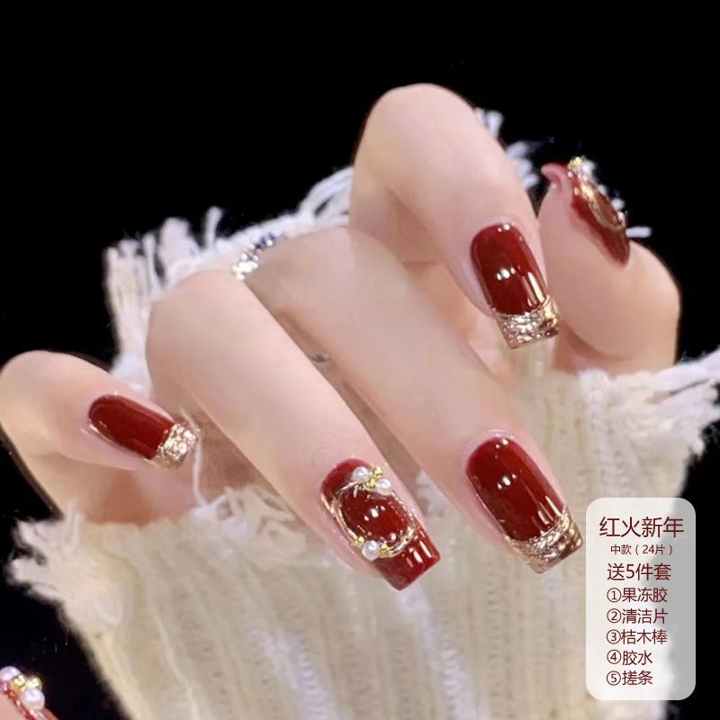 manicure wear nail ins short advanced new white autumn and winter nail detachable patch nail tip student finished product