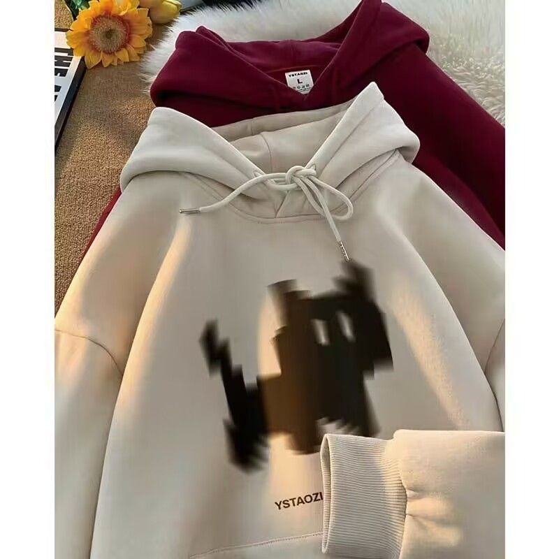 american street ins fuzzy sweet  hooded sweater couple wear autumn and winter fashion brand all-matching ins top for men and women