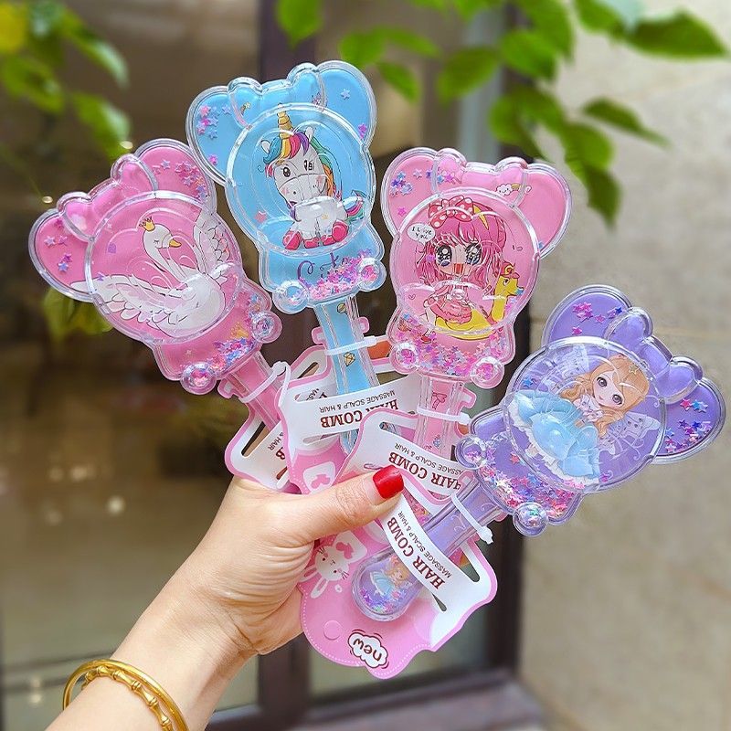 super cute cartoon comb children princess hairdressing comb airbag massage comb anti-static lady straight hair curls air cushion comb