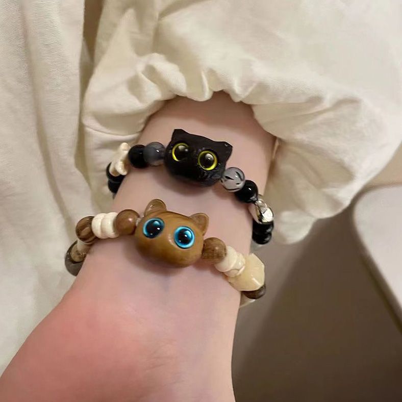 star natural kitten beaded bracelet niche girl light luxury minority couple bracelet girlfriends ceramic cute jewelry