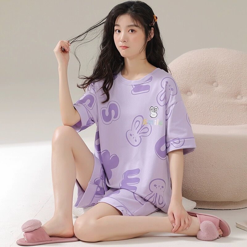 2024 pajamas women‘s summer new short sleeve thin cartoon cute student summer girl homewear suit